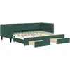 Image de vidaXL Lit de jour extensible avec tiroirs vert foncé 90x200 cm velours