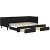 Image de vidaXL Lit de jour extensible avec tiroirs noir 90x200 cm velours
