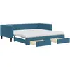 Image de vidaXL Lit de jour extensible avec tiroirs bleu 100x200 cm velours