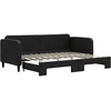 Image de vidaXL Lit de jour extensible Noir 80x200 cm Tissu