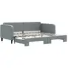 Image de vidaXL Lit de jour extensible gris clair 90x200 cm Tissu