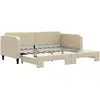 Image de vidaXL Lit de jour extensible Crème 90x200 cm Tissu