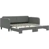 Image de vidaXL Lit de jour extensible gris foncé 100x200 cm Tissu