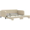 Image de vidaXL Lit de jour extensible Crème 100x200 cm Tissu