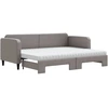 Image de vidaXL Lit de jour extensible avec matelas Taupe 80x200 cm Tissu