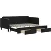 Image de vidaXL Lit de jour extensible avec tiroirs noir 90x200 cm Tissu