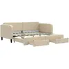 Image de vidaXL Lit de jour extensible avec tiroirs Crème 90x200 cm Tissu