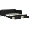 Image de vidaXL Lit de jour extensible avec tiroirs noir 100x200 cm Tissu
