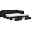 Image de vidaXL Lit de jour extensible avec tiroirs noir 80x200 cm Tissu