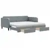 Image de vidaXL Lit de jour extensible avec tiroirs gris clair 90x200 cm Tissu