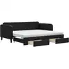 Image de vidaXL Lit de jour extensible avec tiroirs noir 90x200 cm Tissu