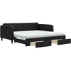 Image de vidaXL Lit de jour extensible avec tiroirs noir 100x200 cm Tissu