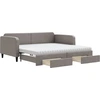 Image de vidaXL Lit de jour extensible avec tiroirs Taupe 100x200 cm Tissu