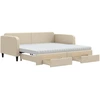 Image de vidaXL Lit de jour extensible avec tiroirs Crème 100x200 cm Tissu