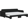 Image de vidaXL Lit de jour extensible avec matelas noir 80x200 cm velours