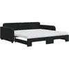 Image de vidaXL Lit de jour extensible avec matelas noir 100x200 cm velours