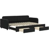 Image de vidaXL Lit de jour extensible avec tiroirs noir 80x200 cm velours