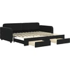 Image de vidaXL Lit de jour extensible avec tiroirs noir 90x200 cm velours