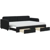 Image de vidaXL Lit de jour extensible avec tiroirs noir 80x200 cm velours