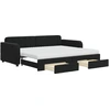 Image de vidaXL Lit de jour extensible avec tiroirs noir 90x200 cm velours