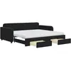 Image de vidaXL Lit de jour extensible avec tiroirs noir 90x190 cm velours