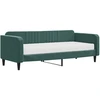 Image de vidaXL Lit de jour avec matelas vert foncé 90x200 cm velours
