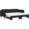 Image de vidaXL Lit de jour extensible avec matelas noir 90x200 cm velours