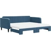 Image de vidaXL Lit de jour extensible avec matelas bleu 100x200 cm velours