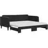 Image de vidaXL Lit de jour extensible avec matelas noir 90x190 cm velours