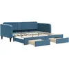 Image de vidaXL Lit de jour extensible avec tiroirs bleu 100x200 cm velours