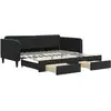 Image de vidaXL Lit de jour extensible avec tiroirs noir 100x200 cm velours