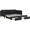 Image de vidaXL Lit de jour extensible avec tiroirs noir 90x190 cm velours