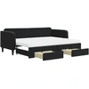 Image de vidaXL Lit de jour extensible avec tiroirs noir 80x200 cm velours