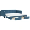 Image de vidaXL Lit de jour extensible avec tiroirs bleu 100x200 cm velours