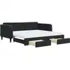 Image de vidaXL Lit de jour extensible avec tiroirs noir 100x200 cm velours
