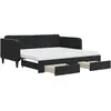 Image de vidaXL Lit de jour extensible avec tiroirs noir 90x190 cm velours