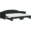 Image de vidaXL Lit de jour extensible avec matelas noir 80x200 cm Tissu