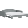 Image de vidaXL Lit de jour extensible avec matelas gris clair 100x200 cm Tissu