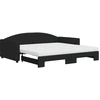 Image de vidaXL Lit de jour extensible avec matelas noir 100x200 cm Tissu