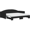 Image de vidaXL Lit de jour extensible avec matelas noir 90x190 cm Tissu
