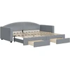 Image de vidaXL Lit de jour extensible avec tiroirs gris clair 90x200 cm Tissu
