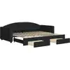 Image de vidaXL Lit de jour extensible avec tiroirs noir 90x200 cm Tissu