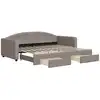 Image de vidaXL Lit de jour extensible avec tiroirs Taupe 90x200 cm Tissu