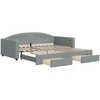 Image de vidaXL Lit de jour extensible avec tiroirs gris clair 100x200 cm Tissu