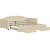 Image de vidaXL Lit de jour extensible avec tiroirs Crème 100x200 cm Tissu