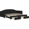 Image de vidaXL Lit de jour extensible avec tiroirs noir 90x190 cm Tissu