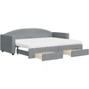 Image de vidaXL Lit de jour extensible avec tiroirs gris clair 80x200 cm Tissu