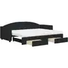 Image de vidaXL Lit de jour extensible avec tiroirs noir 80x200 cm Tissu