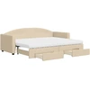 Image de vidaXL Lit de jour extensible avec tiroirs Crème 80x200 cm Tissu