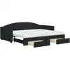 Image de vidaXL Lit de jour extensible avec tiroirs noir 90x200 cm Tissu